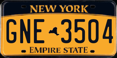 NY license plate GNE3504
