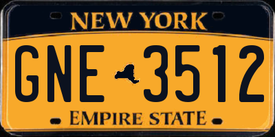 NY license plate GNE3512