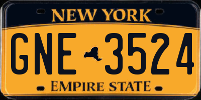 NY license plate GNE3524