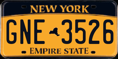NY license plate GNE3526