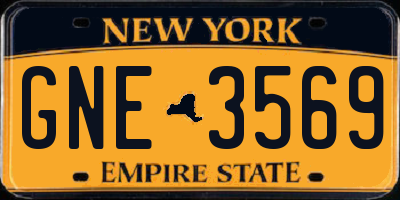 NY license plate GNE3569