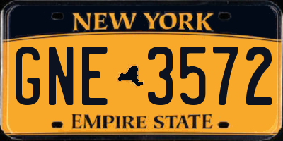 NY license plate GNE3572