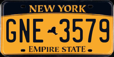 NY license plate GNE3579