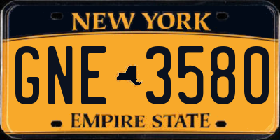 NY license plate GNE3580