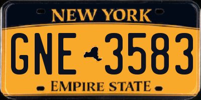 NY license plate GNE3583