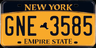 NY license plate GNE3585