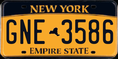 NY license plate GNE3586