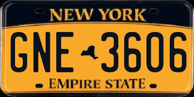 NY license plate GNE3606