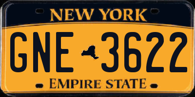 NY license plate GNE3622