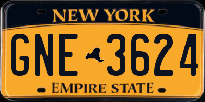 NY license plate GNE3624