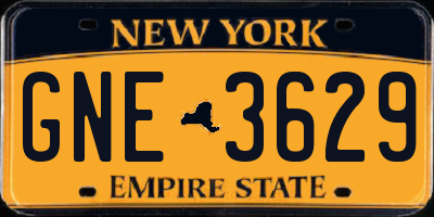 NY license plate GNE3629