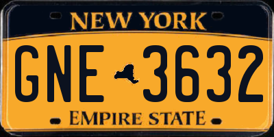 NY license plate GNE3632