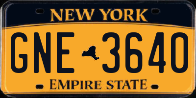 NY license plate GNE3640