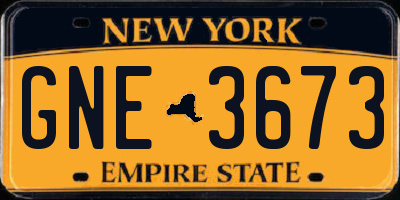 NY license plate GNE3673