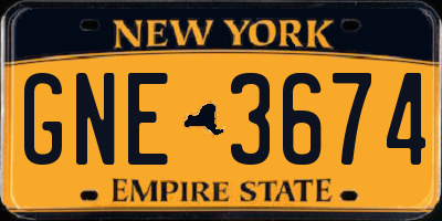 NY license plate GNE3674