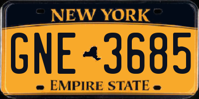 NY license plate GNE3685