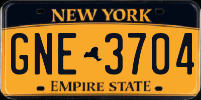 NY license plate GNE3704