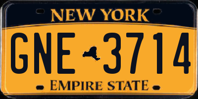 NY license plate GNE3714