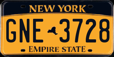 NY license plate GNE3728