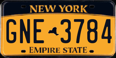 NY license plate GNE3784