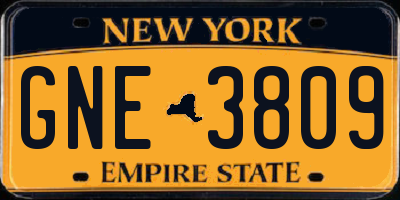NY license plate GNE3809