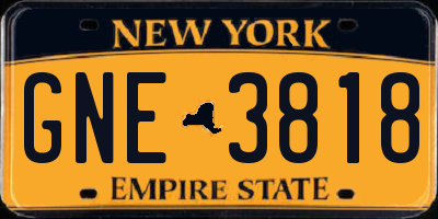 NY license plate GNE3818