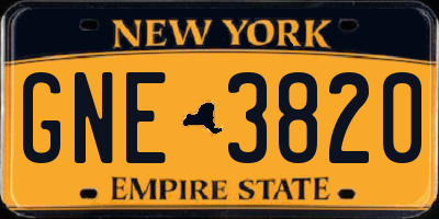 NY license plate GNE3820