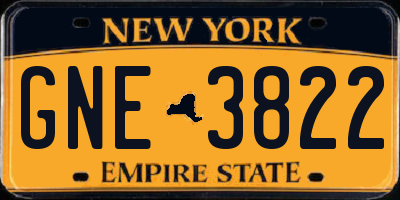 NY license plate GNE3822