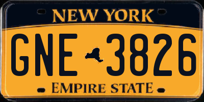 NY license plate GNE3826