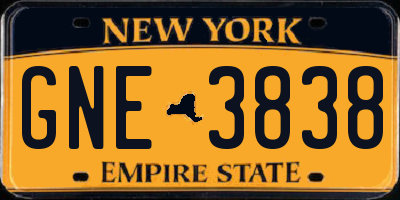 NY license plate GNE3838