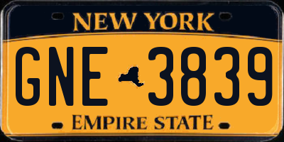 NY license plate GNE3839