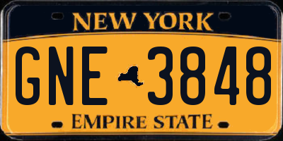 NY license plate GNE3848