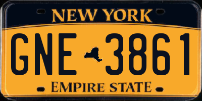 NY license plate GNE3861