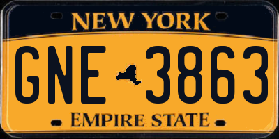 NY license plate GNE3863