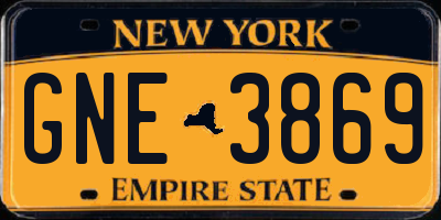 NY license plate GNE3869