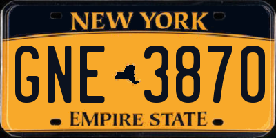 NY license plate GNE3870