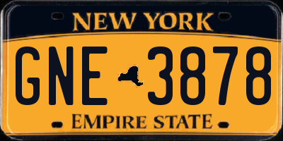 NY license plate GNE3878
