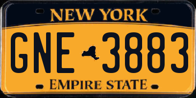 NY license plate GNE3883