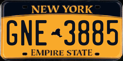NY license plate GNE3885
