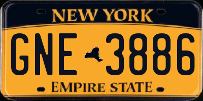 NY license plate GNE3886