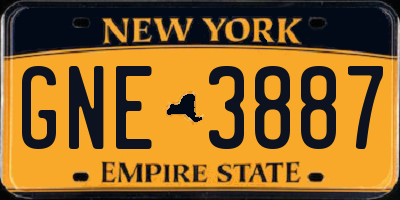 NY license plate GNE3887