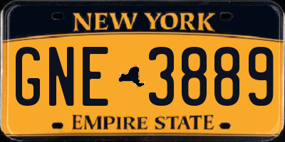 NY license plate GNE3889