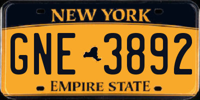 NY license plate GNE3892