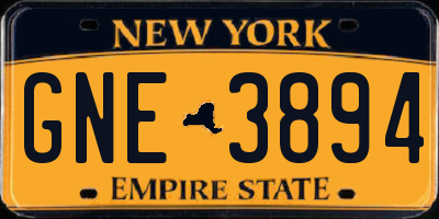 NY license plate GNE3894