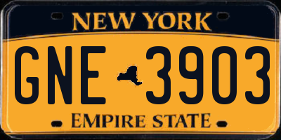 NY license plate GNE3903