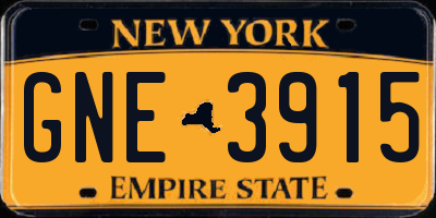 NY license plate GNE3915