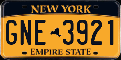 NY license plate GNE3921