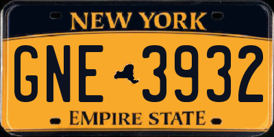 NY license plate GNE3932