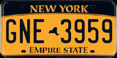 NY license plate GNE3959