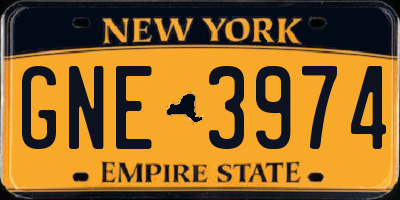NY license plate GNE3974